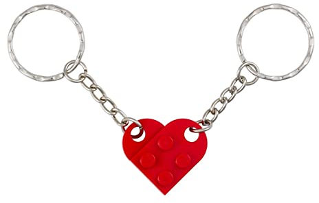 Capricorn Goods - Porte-clés Lego en Forme de Cœur pour Homme - Saint-Valentin, Rouge, Taille Unique