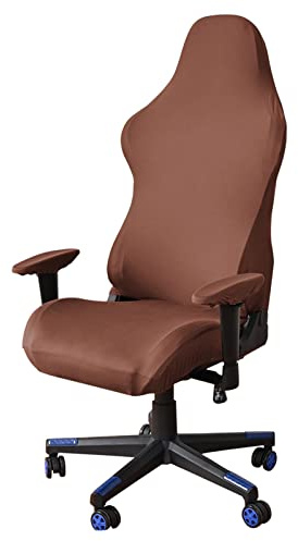 SHUOJIA Stuhlhussen,4 Stück Set Gaming Stuhl Bezug,Stretch Swivel Stuhlbezug Sitzbezug Abnehmbar Waschbar Mit Armlehnenbezug, Für Computer Stühle Bürostuhl Drehstuhl (Coffee Color)