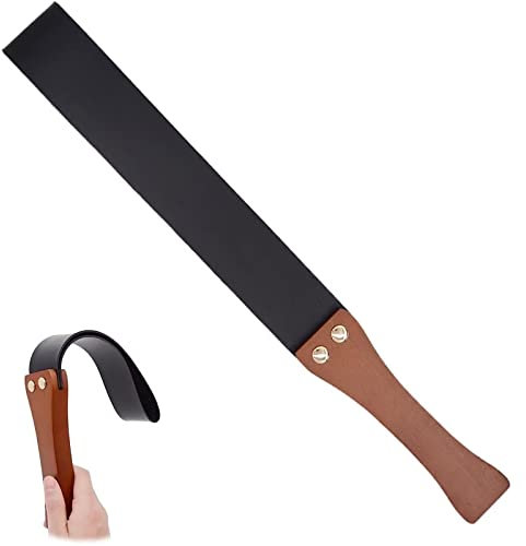 OUBFUUY Paleta de Cuero Mango de Madera Antideslizante, Fusta para Caballos, 19'' Cultivos de Equitación, Negro