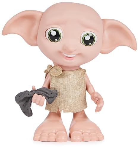 Wizarding World - Muñeco interactivo Dobby Elfo Harry Potter de 21,6 cm con calcetín y más de 30 sonidos y frases - Harry Potter Regalos - Juguetes Niños 6 años +