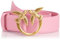 Pinko Love Berry H4 Belt Vitello Seta Cintura, P31Q_Rosa Marino-Antique Gold, L Donna