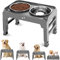 Elevated Dog Bowls, 4 Height Adjustable Raised Dog Bowl Stand with 2 Thick 50oz Stainless Steel Dog Food Bowls Non-Slip Dog Feeder for Large Medium Dogs Adjusts to 3.7, 9.2, 10.75, 12.36 Grey