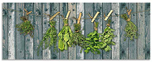 ARTland Spritzschutz Küchenrückwand aus Alu für Küche Herd Spüle individuelles Maß Kräuter Pflanzen Gewürze Holzoptik Landhaus Shabby T5XN