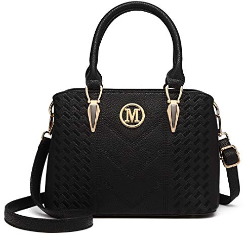 Miss Lulu Handtasche Damen Mittelgroß Henkeltasche Elegante Schultertasche Tasche für Damen mit Lychee Muster damenhandtasche aus PU Leder mit Abnehmbarer Schultergurt