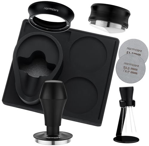 Normcore 53.3mm 7-in-1 Compact Barista Kit: Coffee Tamper, Distributor Tool, WDT with Stand, Dosing funnel, Puck Screen, Tamping Mat, Portafilter Stand, Barista Essentials Kit for Breville Sage 54mm