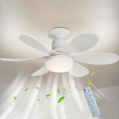 Ventilador de luz con mando a distancia, ventilador de techo con luz, ventilador de techo pequeño E26/E27, ventiladores de techo con tornillo de 20.5 pulgadas/16.5 pulgadas, ventilador de enchufe