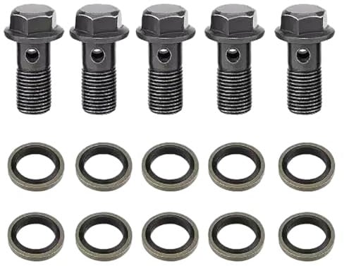 Motorcycle Brake Banjo Bolts, 5 Pcs Motorcycle Brake Bolts Banjo Bolts and Fittings Gasket Sealing Washer Kit, brake caliper banjo bolts, for Brake Caliper Master Cylinder