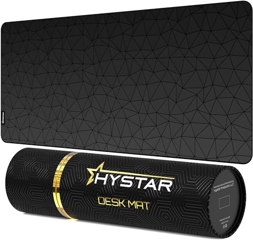 Hystar® Alfombrilla de Mouse extendida para Juegos | XXL 36 x 16 Pulgadas | 5 mm de Grosor, Superficie Impermeable, Tela de poliéster Suave y Base de Goma Natural | poliéster (Negro)