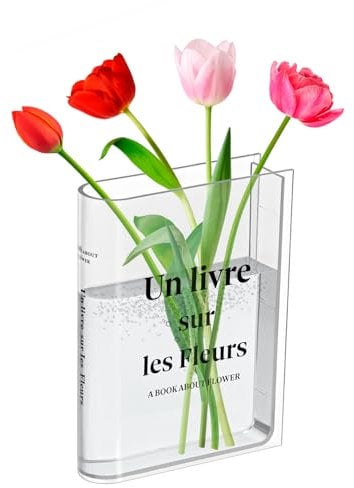 Bczhieulw Book vase,Buchvase,Buchförmige vase ,Klare acryl Buch vase,Vasen deko,Deko vase,Für Home Decor,bücherregal deko,Aesthetic deko,deko Aesthetic