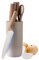 Kitchen Knife Block Set, 6-Piece Khaki Professional Kitchen Knife Set for Chef, Super Sharp Knife Set with Universal Knife Block, Stainless Steel Kitchen Knife Block Set, Ergonomical Design (Khaki)