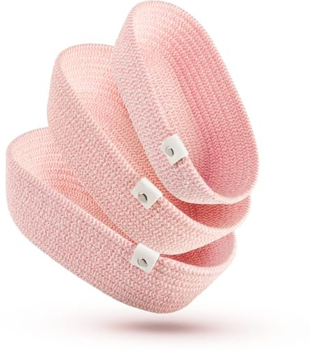 Gem of Oak Aufbewahrungskörbe oval rosa weiß für Regale Schränke Schlafzimmer Badezimmer Organisation Schubladenschrank Kommode Kinderzimmer Dekoration Dekokorb, 3er Set