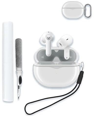 Case Cover for SoundPEATS Air4 Pro Noise Cancelling Wireless Earbuds,Clear Soft TPU Protective Cover with Keychain and Cleaner Kit for Women Men Shockproof Skin,Clear