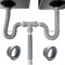 Besttoolifes Kit de vidange double pour évier, tuyau de vidange flexible pour évier 3,8 cm et 3,8 cm, kit de plomberie extensible pour cuisine, salle de bain, gris
