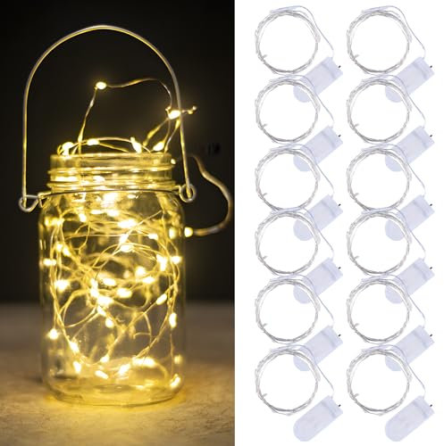 Mein HERZ Lichterketten, 12 Stück Lichterkette mit Batterie,Led Lichterketten 12 x 30er Micro LED Lichterkette,3M DIY kleine Lichterketten Wasserdicht für Party Hochzeit Geschenk Garten Deko