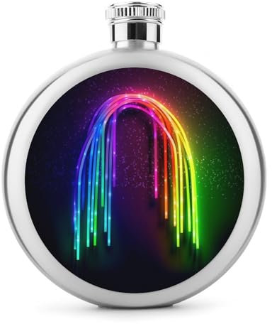 Rainbow Neon 5 Oz Flask Hip Flask Flask for Men Women Whiskey Flask Funny Flask Stainless Steel Flask Mini Flask Alcohol Flask Small Flask Cute Flask Pocket Flask