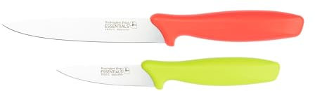 Rockingham Forge 2 Piece 8007 Essentials Range Utility Knife Set, Includes a 9cm Paring Knife & a 12cm Utility Knife, Green and Red Handles