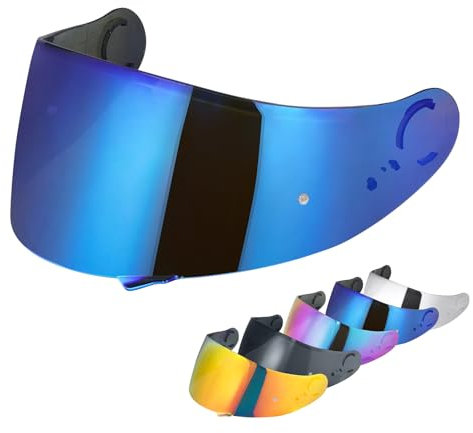 Helmvisier für GT Air,GT Air 2,Neotec,CNS-1,TC-5,TC-9,Motorradhelm Visier,Motorrad Windschutz Helm Objektiv Visier Vollgesichts (Chrom Blau)