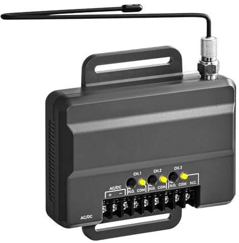Fangxuee Receptor Universal 850LM: Abridor de Puertas y de Garaje. el 850LM Puede Controlar Hasta 3 Puertas o Abridores de Puertas de Garaje.