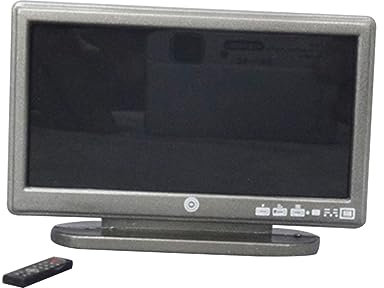 Warmhm Fernseher für Puppenhaus Graues Tv mit Fernbedienung für Rollenspielmöbel Design für Miniaturhäuser Perfektes Zubehör für Kreative Spielwelten