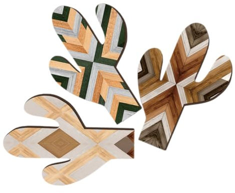 Mobestech 3 Piezas Decoración de Pared de Cactus de Madera Oficina y Entrada