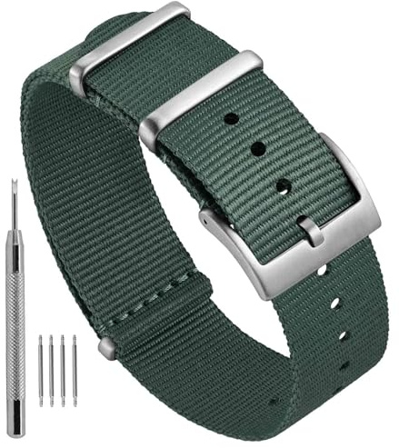 Ayadoo Uhrenarmband, einteilige Nylon-Ersatz-Uhrenbänder für Männer und Frauen, Bundbreite 18mm, 20mm, 22mm
