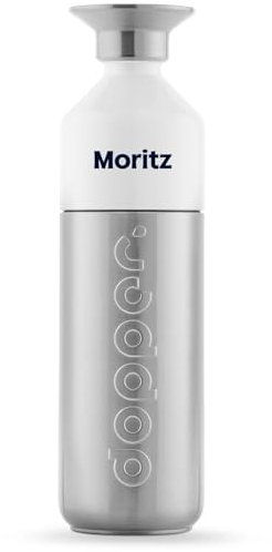 Dopper Personalisierte Steel Trinkflasche - BPA freie Wasserflasche, 90% recycelter 18/8 Edelstahl, Auslaufsicher - Sportflasche für Sport, Outdoor & Büro (Steel, 800ml)