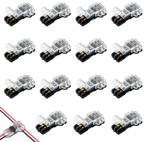 15 Stück T Verbinder, Niederspannung und Staubdicht T Hahn Kabelverbinder für 18-22 AWG Niederspannung, Wasserdicht T Tap Stecker für LED Beleuchtung Fahrzeugverkabelung und Elektrische Installationen