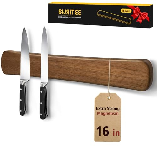 Swaitee Magnetic Knife Holder for Wall, 16 Inch Acacia Wood Magnetic Knife Strip, Kitchen Storage Organizer, Fridge Side Mount, Housewarming Gifts for New Home