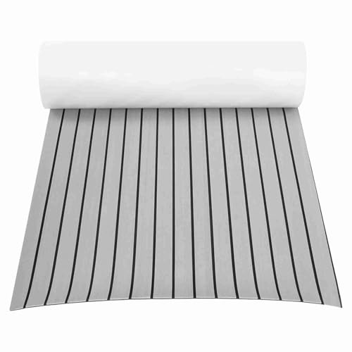 Klanata Dark Brown EVA Foam Teak Decking Sheet – Non-Slip Boat Flooring for Yacht, RV, and Marine Interior DIY (Light Grey)