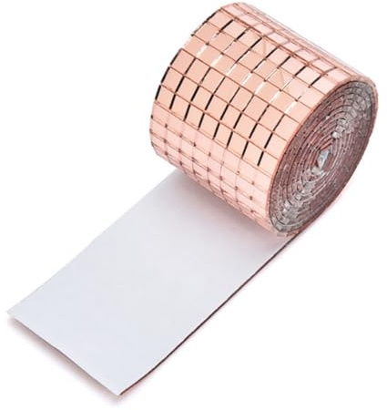 Selbstklebende Dekorative Mini-Spiegel Mosaik, Rosegold, Quadratische Spiegelkacheln, Wanddekoration, 4 Stück, 100 cm