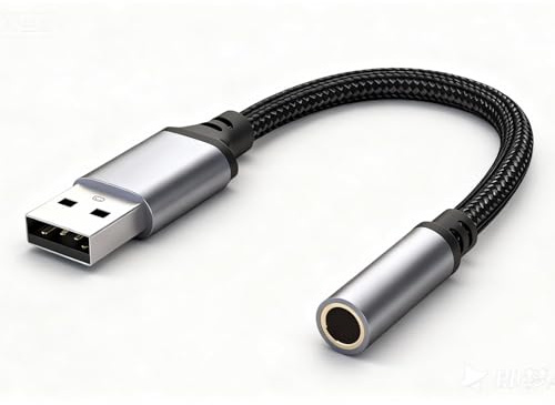 Adaptador USB a Jack de 3,5 mm, externo USB-Soundkarte, Kompatibel mit TRRS Mikrofon, Für PC, Laptop und Linux, Plug and Play, Langlebig und Tragbar