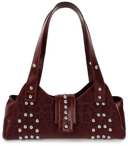 Aulenge Y2K Handtasche Damen Elegante Schulter Umhängetasche aus Kunstleder Kleine Handtasche für Damen mit Reißverschluss für Arbeit Alltag