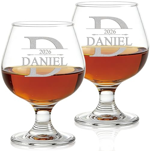 Fxinxi Personalized Brandy Glass - Custom Engraved Brandy Snifter with Name & Initial, Gift for Wedding, Anniversary, Valentine's Day & Christmas