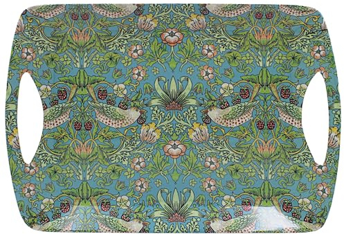 The Leonardo Collection William Morris Strawberry Thief Serving Tray Large | Lightweight Build, Scratch Resistant, Easy Care Finish, Family Dining, Elegant Presentation