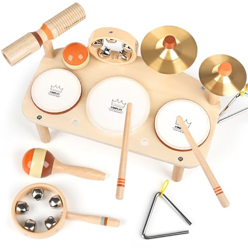Vanplay Kids Drum Kit, Montessori Toys for 2 Year Old Boy Girl, 11 in 1 Musical Instruments for Toddlers 2-3, Baby Toys Birthday Gifts for Baby 18+ Months