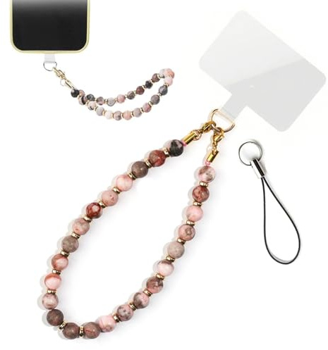 Bijoux de Téléphone Zèbre Rose, Dragonne Téléphone Portable Esthétique et Anti-Perte, Bracelet de Téléphone avec Perles, Charme de Téléphone pour Femme, Cordon de Smartphone Universel
