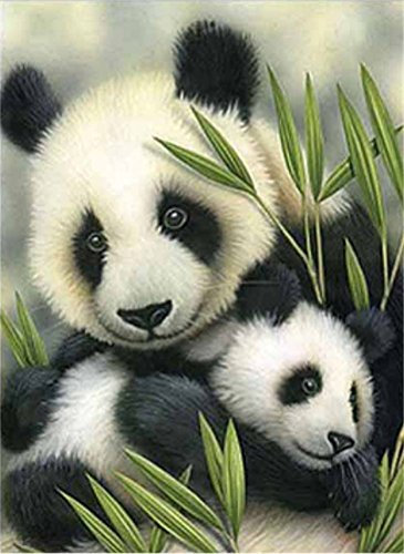 YEESAM ART DIY 5D Diamant Malerei Diamond Painting Kits Panda Bambus Strass Perlen Gemälde zum Selbstgestalten Malen nach Zahlen Kreuzstich-Stickerei