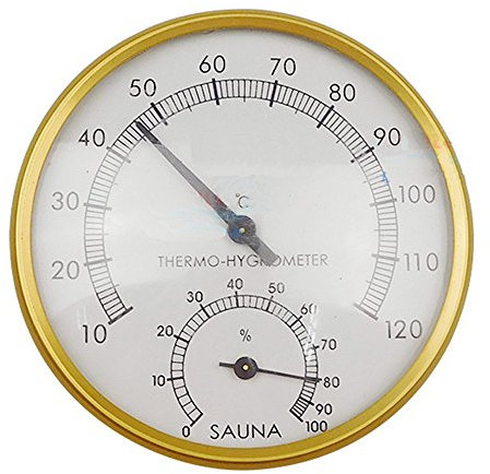 Thermometer und Hygrometer für die Sauna, 10,2 cm, Gehäuse aus goldfarbenem Metall