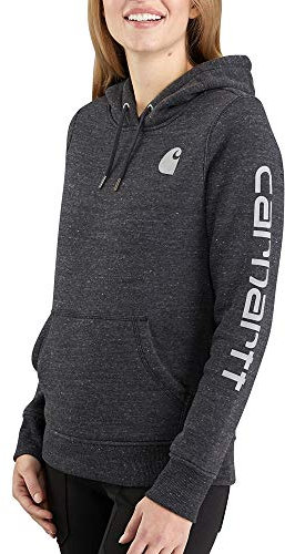 Carhartt, Felpa Logo Sleeve, Relaxed Fit, media pesantezza Donna, Nero, S