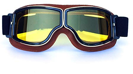 HONCENMAX Vintage Brille Sport Sonnenbrillen Helm Steampunk Brillen Motocross im Freien Rennfahrer-Motorrad Flieger Pilot Stil Cruiser Scooter Brille Retro für Kinder Männer und Frauen