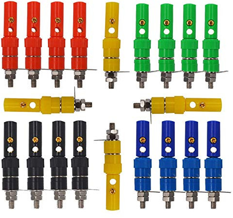 Senven 40 Pcs Connettore a banana, adattatore per morsettiera banana 4mm, terminale per connettore banana, connettore femmina per pannello banana - 5 colori（20 maschio+20 femminile）