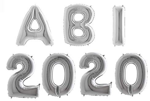 Trendario Folienballon Schriftzug ABI 2020- XXL Riesenzahl, Riesenbuchstabe, 100cm Ballon - Helium Luftballons für Abi Party, Abschluss, Abitur (Silber)