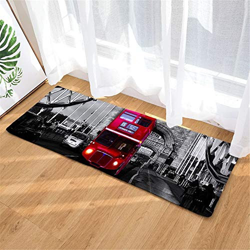 3D London Stadt Turm Bus Rutschfest Badezimmer Teppich Badeteppich Mikrofaser, Waschbar und Schnelltrocknend, Duschvorleger Mikrofaser Waschbar Badewanne Matten (Mehrfarbig 2, 40 x 120 cm)