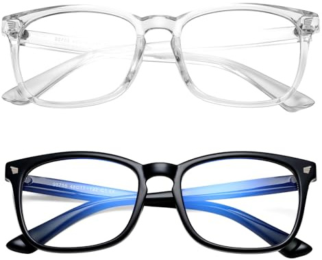 Hycredi Kids Blue Light Blocking Glasses for Boys & Girls – Reduce Eye Strain from Screens, UV Protection, Lightweight & Comfortable for Computer, Gaming, TV & Phone - (Black +Clear)