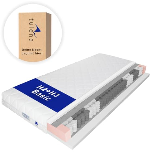 TULENA NOX Taschenfederkern Matratze 80x200 Federkernmatratze H2 + H3 Basic 18cm hoch Probeschlafen Rollmatratze Wendematratze
