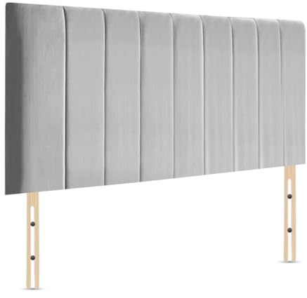 Elixir Furniture Portland Divan Headboard – 5ft King Size | 20-Inch Tall Upholstered Headboard | Plush Velvet in Silver | Elegant Padded Design (Silver, 5ft King Height-20inch)