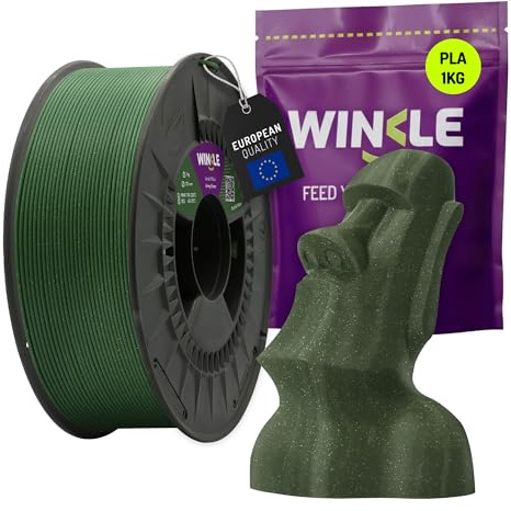 Winkle PLA HD Glitter Filament (Particles) Military Green | 3D Printer Filament PLA 1.75 mm, 1 kg | Dimensional Accuracy | Green PLA | 1 kg Spool