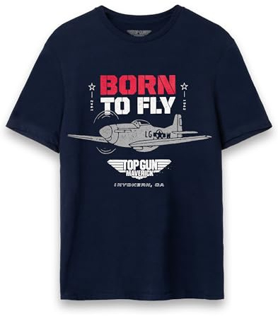 Top Gun Maverick Mens T-Shirt | Adults Navy Short Sleeve Graphic Tee | Distressed Fighter Jet Vintage Style USA Action Movie Apparel Top | Iconic Film Series Merchandise Gift