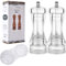 2 molinillos de pimienta de acrílico transparente ajustables de 5 pulgadas con kit de bandeja recargable, combo de salero y pimentero de grano de pimienta con rotor de cerámica, herramienta de cocina