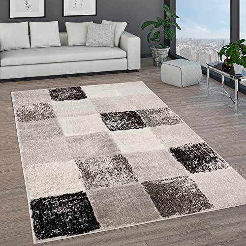Paco Home Teppich Wohnzimmer Kurzflor Marokkanische Kreis Und Bordüren Muster Modern, Grösse:60x100 cm, Farbe:Grau 14